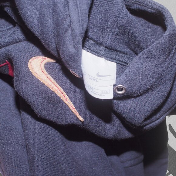Vintage 90s/00s Nike Hoodie Mid Swoosh Men's XXL Black - Picture 2 of 5